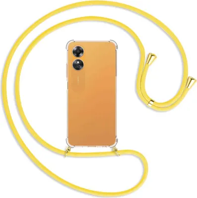 Produktbild von Handykette Backcover-Schutzhülle mit Band (Metall goldfarben) für Oppo A17 4G (CPH2477, 6.56'') - gelb