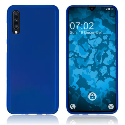 Produktbild von PhoneNatic Case kompatibel mit Samsung Galaxy A70 - blau Silikon Hülle matt + 2 Schutzfolien