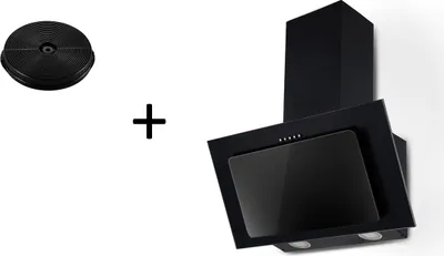 Produktbild von Dunstabzugshaube Schräghaube Kopffrei 60 cm Schwarz mit Filter Respekta