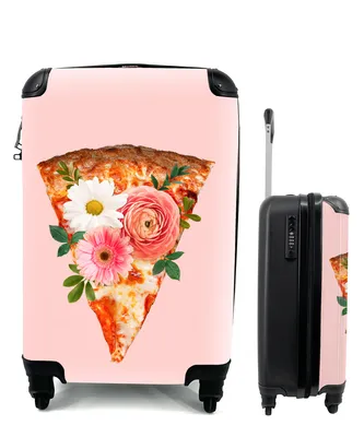 Produktbild von MuchoWow® Koffer Handgepäck Trolley Rollkoffer Kleine Reisekoffer mit 4 Rollen - Pizza - Blumen - Stilleben - Cabin Size < 55x40x23 cm & 55x40x20 cm - Fotokoffer - Kabinenkoffer - Boardgepäck - Reise-Box - Reisekoffer - Reisegepäck - Koffer mit Bild - Trolley für Kinder