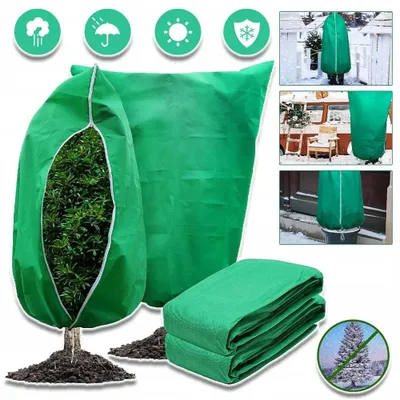 Produktbild von Pflanzen-Frostschutz - 2er-Pack - 120 x 180 cm - Vliesstoff - Reißverschluss - Kordelzug - Grün
