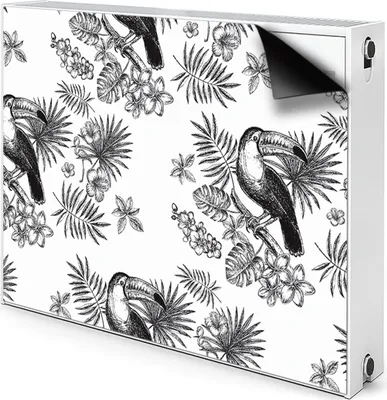 Produktbild von Magnet Heizung Verkleidung Abdeckung Heizung Heizkörperabdeckung 110x60 cm  - Tropen, schwarz und weiß