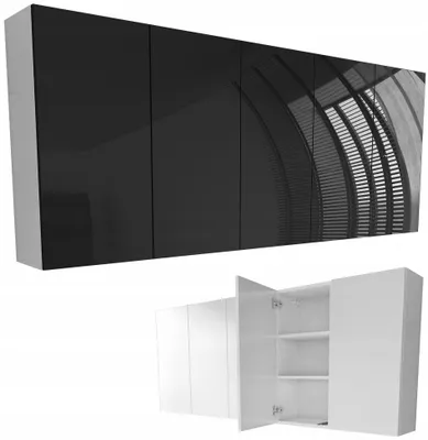 Zdjęcie produktu dla szafka łazienkowa do łazienki 200 200cm 200x80 wisząca czarny połysk