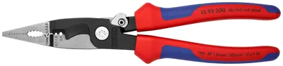 Produktbild von Knipex Elektro-Installationszange Länge 200mm schwarz atramentiert Kopf poliert mit Öffnungsfeder - 13 92 200