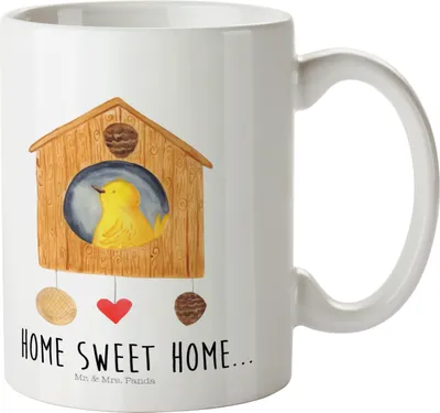Produktbild von Mr. & Mrs. Panda Trinklernbecher Vogelhaus Home - Weiß - Geschenk, Kinderbecher, Vogel, Pott, Einzugsgeschenk, Reisebecher, Umzug, Lustige Sprüche, Haferl, Haus