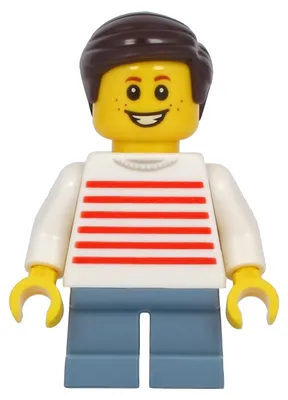 Immagine prodotto di Minifigura LEGO - Bambino, maglia bianca con strisce orizzontali rosse (twn415)