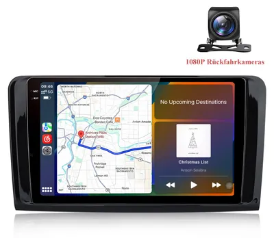 Obrázok produktu pre 9,5-palcové 2K QLED autorádio pre modely Mercedes-Benz ML/GL triedy W164 X164 (2005-2012), s funkciami CarPlay a Android Auto, vrátane 1080P cúvacej kamery, GPS navigácie, 4G Wi-Fi a pamäťou 6+128GB