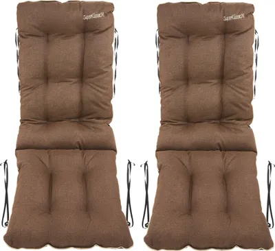 Produktbild von SuperKissen24. Stuhlkissen Sitzkissen und Rückenkissen für Stühle 2er Set 48x48x75 cm - Outdoor und Indoor - Wasserdicht - Braun Leinen
