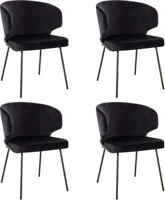Produktbild von HOME DELUXE - Polsterstuhl AMARA- 4 Stück, Farbe: Samt Schwarz - weiche Polsterung, bis 120 kg belastbar I Küchenstuhl Speisestühle Esszimmerstühle