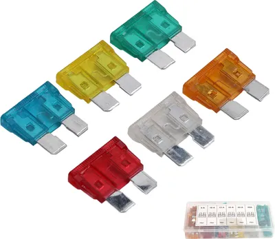 Image de Jeu de 200 fusibles plats pour voiture, 5 A, 10 A, 15 A, 20 A, 25 A, 30 A, assortiment de fusibles plats, universel pour moto, camping-car, camion, bateau