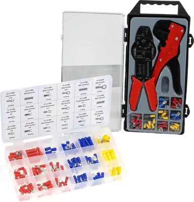 Produktbild von Kabelschuhe Sortiment Klemmzange Abisolierzange Set 195 teilig