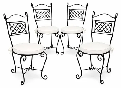 Immagine prodotto di Set di 4 sedie da giardino Rioja in stile bohémien, realizzate in ferro, colore nero, altezza 105 cm