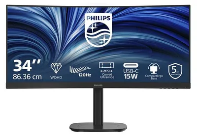 Produktbild von Philips 34B2N3500C/00, 86,4 cm (34"), 3440 x 1440 Pixel, Wide Quad HD, LCD, 4 ms, Schwarz