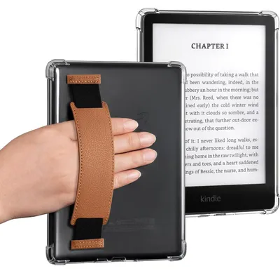 Immagine prodotto di Custodia trasparente per Kindle Paperwhite di 11ª generazione, da 6,8 pollici, con fascia marrone