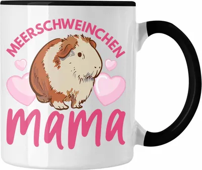 Produktbild von Trendation - Meerschweinchen Mama Tasse Geschenk Spruch Mädchen Muttertag (Schwarz)