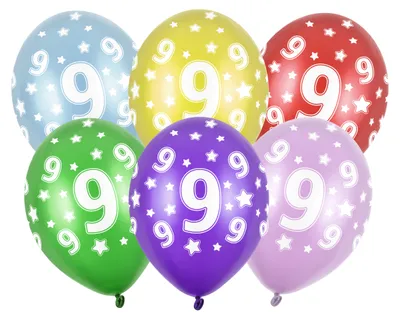 Image de 6 ballons chiffre 9 anniversaire multicolore