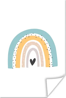 Produktbild von MuchoWow® Poster Regenbogen - Mädchen - Jungen - Herz - Pastell 80x120 cm - Papierdruck