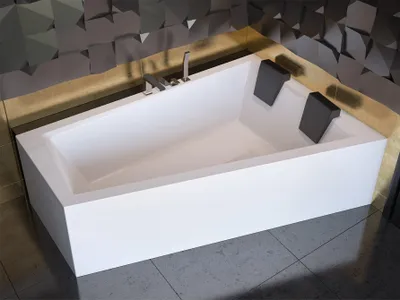 Produktbild von Badewanne INTIMA DUO RECHTS 180x125cm mit Füßen , mit Siphon (mit 2x Schürze kurz +lang ) , für zwei Personen