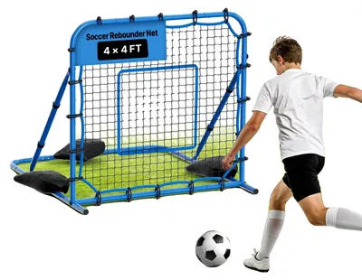 Obrázok produktu pre VEVOR Futbalový odrazový panel 108 x 109 cm, odrazová sieť s nastaviteľným uhlom a pevným železným rámom, tréningová sieť z PE na kontrolu lopty a nácvik prihrávok, tréningový nástroj na loptu pre mládež a dospelých