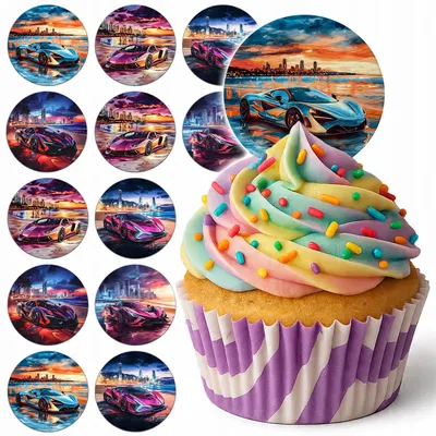 Obrázok produktu pre Dekorácie Na Torty, Muffiny – Sada Na Narodeniny, 12 Ks – Super Autá