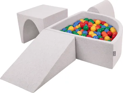 Produktbild von KiddyMoon Spielplatz Aus Schaumstoff Mit 300 Bälle 7cm Hindernisläufen Version 2 Viertel Eckig Bällebad Mit Bunten Bällen Für Babys Und Kinder