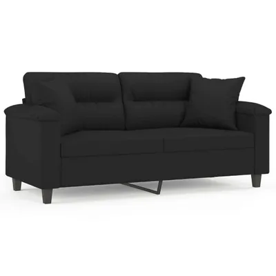 Produktbild von 2-Sitzer-Sofa mit Kissen Schwarz 140 cm Mikrofasergewebe
