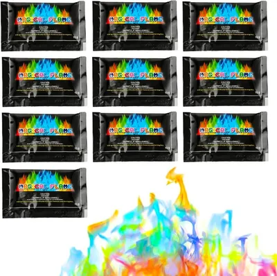 Productafbeelding van Kleurrijk vuur - Kleurrijk vuurpoeder - Magische vlam - 10 x 10 g kleur toverpoeder vuur - Neon vlammen - Party