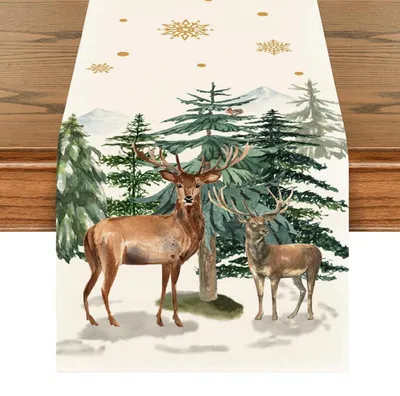Obrázok produktu pre Vianočná obruska, 33x275 cm, s motívom jeleňa, zimná dekorácia