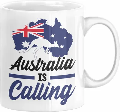 Produktbild von Auslandsjahr Geschenk Abschied Tasse Australien Is Calling Australia Abschiedsgeschenk (Weiß)