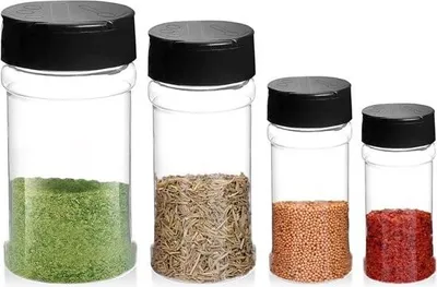Obrázek produktu pro sada 4 dóz na koření - praktické skladování koření - plast - 60 ml až 170 ml