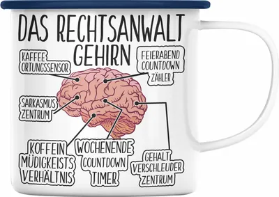 Produktbild von Trendation - Jura Emaille Tasse Geschenk Spruch Jurist Geschenkidee Anwalt Jura-Studium Lustige Sprüche (Blau)