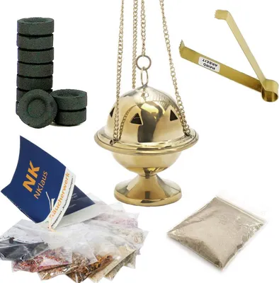 Produktbild von Starterpaket Weihrauchschwenker Set 14tlg mit Räuchermischungen Weihrauch Harzen