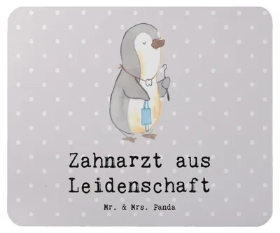 Produktbild von Mr. & Mrs. Panda Mouse Pad Zahnarzt Leidenschaft - Grau Pastell - Geschenk, mauspad laptop, mousepad, mousematte