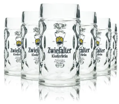 Produktbild von 6x Zwiefalter Bier Glas 0,5l Krug Klosterbräu Stölzle Seidel Henkel Gläser Krüge Humpen
