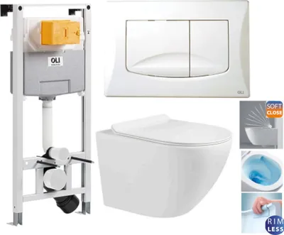 Produktbild von Domotechnika | Wc Set 4In1 - Premium Keramik - 48X37X37 Cm - Spülrandlos - Soft Close Duroplast