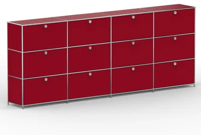 Produktbild von Hochschrank, 12 Schubladen, Schloss, Breite 302 cm, Rubinrot