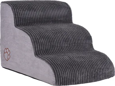 Obrázek produktu pro Psí schody pro malé psy, 3stupňová rampa pro psy s potahem na postel a gauč, protiskluzové schody pro vnitřní použití, pro malé psy a kočky