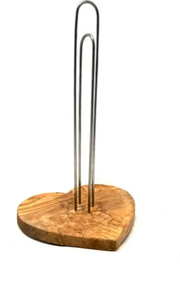 Produktbild von Küchenrollenhalter DESIGN mit Sockel in Herzform aus Olivenholz