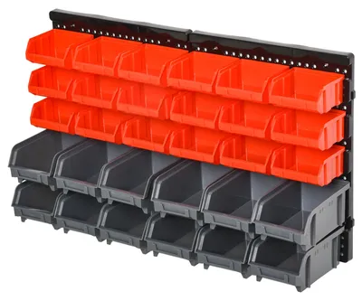 Obrázek produktu pro DURHAND – regálový systém, nástěnná police 37,5 × 63 cm, průhledné úložné boxy, 30 ks