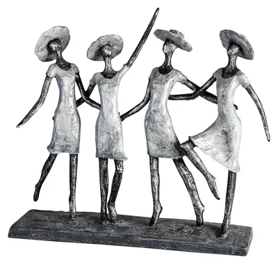 Image de Gilde Skulptur, "4 Dames", motif féminin, groupe, résine synthétique, anthracite, argenté, quantité : 1, L. 9 cm, l. 37 cm, H. 34 cm, référence : 79894, code EAN : 4001250798941