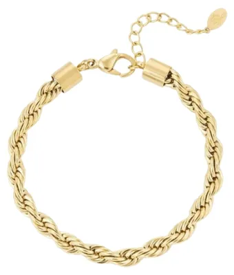 Produktbild von Armband "twisted gold" Uni gedrehte Gliederkette Goldfarben Yehwang (at)