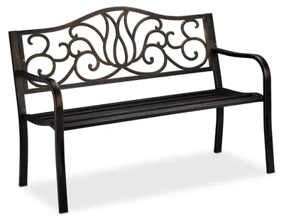 Immagine prodotto di Panchina da giardino Relaxdays in stile antico per 2 persone, per balcone o terrazza, in metallo, dimensioni L 90 x P 127,5 x A 63 cm, acciaio e ghisa, colore nero-bronzo