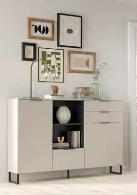Produktbild von Noida Sideboard 2 Türen, 1 Klappentür, 2 Schubladen, 2 Regale Kaschmir Nachbildung.