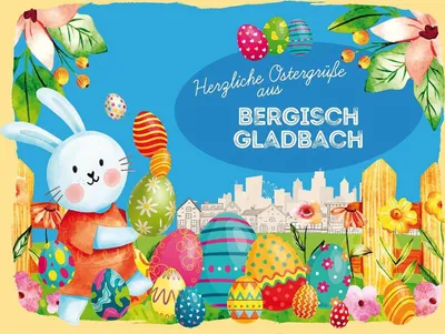 Produktbild von vianmo Holzschild 30x40 cm Ostern Ostergrüße BERGISCH GLADBACH