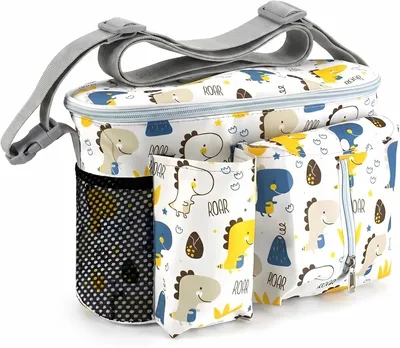 Produktbild von Kinderwagen-Organizer, universell wasserdicht mit Becherhaltern, Reißverschlussfach, für Buggy