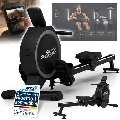Produktbild von ARTSPORT® Rudergerät Row Master - schwarz, magnetisch mit 16 Stufen, leise, mit App