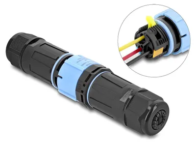 Obrázek produktu pro 3pinový kabelový konektor s bajonetovým uzávěrem, IP68, 5–12 mm, černý