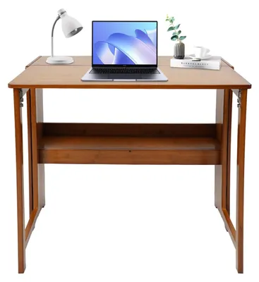Imagen del producto de Escritorio plegable con estanterías de almacenamiento para el hogar y la oficina