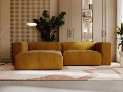Produktbild von GrainGold Ecksofa L-Form Landi Links - Moderne Cord Ecksofa, Wohnzimmer Sofa - Eckcouch Braun (Lincoln 48)
