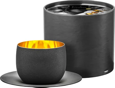 Obrázek produktu pro Eisch Cosmo Gold Cappuccino Glass with Coaster, hrnek na kávu, křišťálové sklo, zlatá barva, černá barva, 300 ml, 70510903